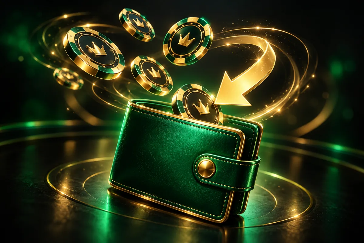 Gold chips returning to an emerald cashback wallet