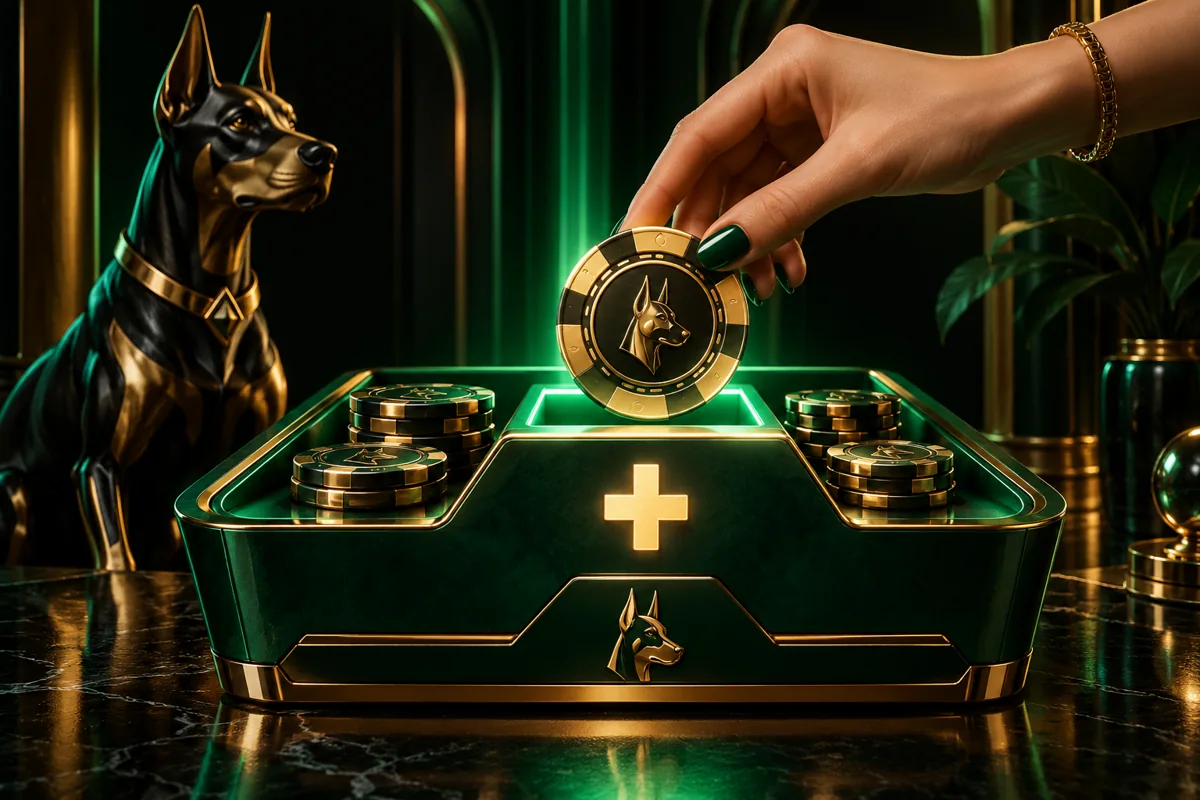 Gold chip placed into an emerald first-deposit tray